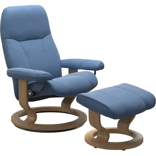 Stressless Relaxsessel Consul Baumwolle 72 x 94 x 70 cm Blau mit Hocker