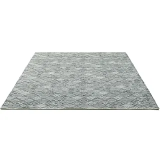 Wollteppich THEKO "Molde - 14005", schwarz (schwarz, weiß), B:190cm H:5mm L:290cm, Schurwolle, Teppiche, Handweb Teppich, reine Wolle, handgewebt, Scandi Design, Rauten Muster