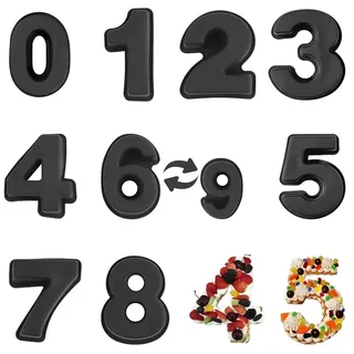 Omgoods – 9 große Silikon-Kuchenformen – Zahlen von 0 bis 8 für Feiern