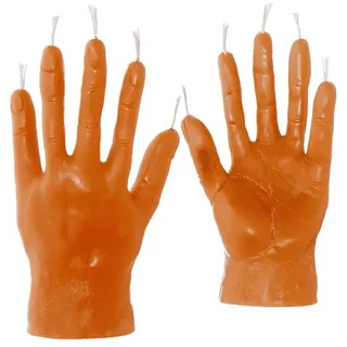Nklaus 2x Bienenwachs Rumeshand orange Kerze Handarbeit Ritualkerze Tropfkerze 36431