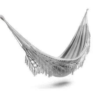 ZOLTA Hängematte 200x80cm - Indoor- und Outdoor bis 150 kg - Hängeschaukel - Gartenzubehör - Camping Zubehör - Hängender Schaukelstuhl - Häng Hängematte - Hammock für Kinder und Erwachsene - Grau Boho