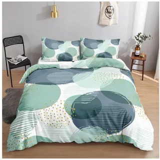 LuxusKollektion Jugendbettwäsche Bettwäsche-Set Kreis 155x220cm Türkis