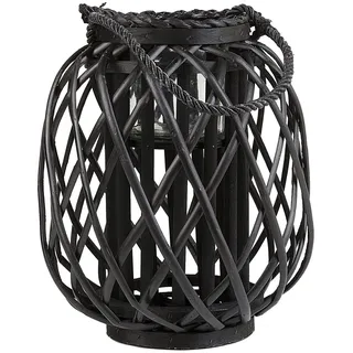 Beliani Laterne Weidenholz 30 cm 1 Stück schwarz