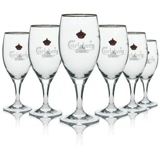 6x Carlsberg Bier Glas Pokal mit Goldrand 200ml Ritzenhoff - Transparent
