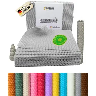 Wachsmann Bienenprodukte Bastelnaturmaterial Bienenwachsplatten, 20 x 15 cm, 20 Stück, 100% echtes Bienenwachs grau
