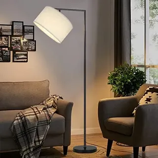 ZMH Stehlampe Modern Wohnzimmer Stehleuchte: bogenlampe Leselampe | Schlafzimmer E27 Fassung Max. 40W Standleuchte Fußschalter Stoffschirm Design 166cm für Büro Sofa Hotel - Ohne Leuchtmittel