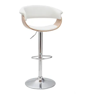 miliboo Designer-Barhocker höhenverstellbar  weiß und helles Holz