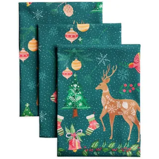 Maison d'Hermine Küchenhandtuch 100% Baumwolle (50 cm x 70 cm, Set von 3) | Küchenhandtücher Tischgeschirrtücher zum Muttertagsgeschenke Reinigen Thanksgiving und Weihnachten - Hygge Christmas