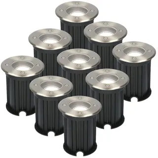 HOFTRONIC - 9er Maisy Terrassen Einbaustrahler GU10 Edelstahl Rund 4 Watt 345 Lumen Boden Licht 6500K Extra Kaltweiß LED Einbauleuchte IP67 Wasserdicht - Dimmbarer Bodeneinbauleuchte außen