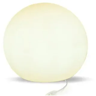 Licht-Erlebnisse Nachttischlampe TORI, Warmweiß, Rund Ø 50 cm H: 44 cm inkl. LED E27 2700 K warmweiß Kabel Schalter weiß
