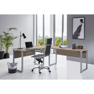 BMG Möbel Büromöbel komplett Set, Office Edition, Winkelschreibtisch, Eiche Sonoma