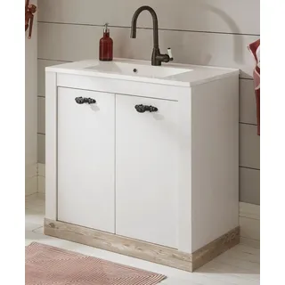furn.design Waschbeckenunterschrank 1 Fach 82 x 85 x 47 cm Weiß Pinie