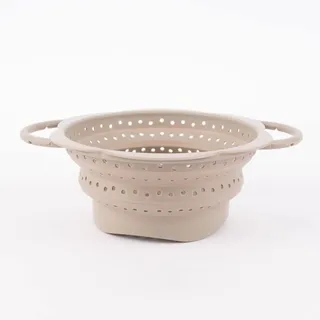 Kochblume Faltsieb S | Premium-Silikon & BPA frei| Hitzebeständig | Spülmaschinenfest | Platzsparend | Farbe: taupe