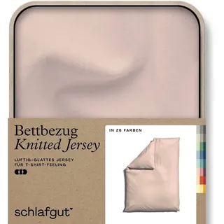 Schlafgut Bettbezug Premium Bettbezug Knitted Jersey (1 St), (1 St), Ton-in-Ton Reißverschluss, Bio-Baumwolle mit Elasthan, Uni, OEKO Tex rosa 155 cm x 220 cm