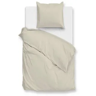 Zo Home Percalle Unifarben Baumwolle Beige 135 x 200 cm + 80 x 80 cm