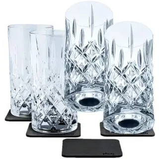 silwy Diamond Magnet Longdrinkglas, Kristallglas, 300ml, 4er Set
