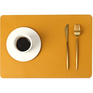 Tischsets 4 Stück Doppelschicht Leder Tischmatte Hitzebeständig Tischset Isolierung Wasserdicht Öldicht Tischmatten Gold