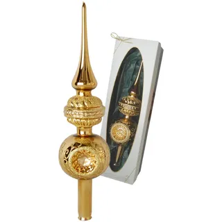 Krebs Glas Lauscha Glas Lauscha Weihnachtsbaumspitze Reflexe gold, Glas, Krebs Glas