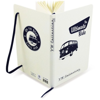 VW Collection by BRISA Notizbuch Volkswagen Tagebuch, liniert im Hardcover-Einband im T1 Bulli Design, schlichtes Schreibbuch im DIN A5 Format weiß