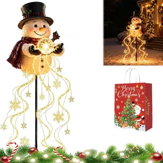 Snowman Magic Fountain - Flowing Snowflake LED Christmas Garden Lights,1Pc | Solar Garden Stake Light, Flowing Snowflake LED Effect, Solar-Powered. Ideal for Winter Yard Decor, Pathways &festive Lawns