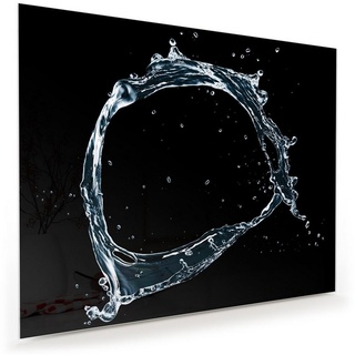 Primedeco Glasbild Wandbild Runder Wasser Splash mit Aufhängung, Wasser 100 cm x 80 cm