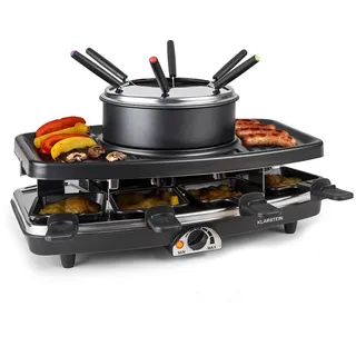 Klarstein Entrecote 2-in-1 Raclettegrill & Fondue schwarz 1100W 8 Personen