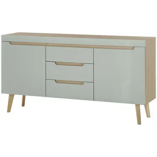 Furn.Design Sideboard, Natur, Holz, Nachbildung, Echtholz,Eiche, Uni, Holz Optik, 2 Fächer, 3 Schubladen, eckig, 160x83x40 cm, Wohnzimmer, Kommoden & Sideboards, Sideboards