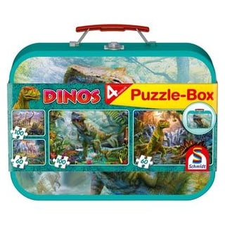 Schmidt-Spiele Puzzle 56495 Dinos Puzzle-Box, 2x 100 Teile und 2x 60 Teile, ab 5 Jahre