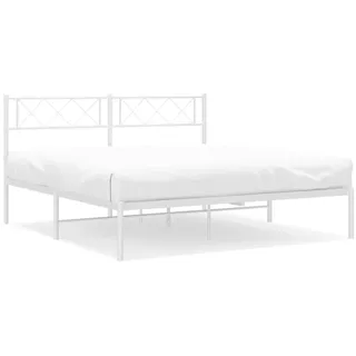 vidaXL Bettgestell mit Kopfteil Metall Weiß 120x200 cm