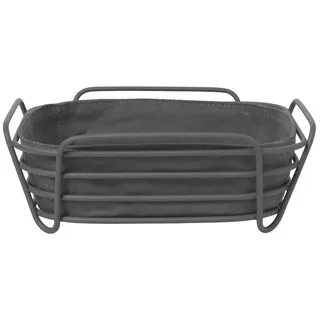 blomus Brotkorb -DELARA- Vielseitiger Brotkorb: Modernes Design, Pulverbeschichteter Stahl, 100% Baumwolle, Hygienisch, Langlebig, Zeitlos schwarz