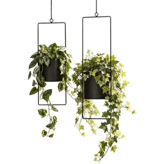 Meinposten 2er Set Blumenampel Blumentopf hängend Blumenampeln Hängetopf Metall schwarz Hängeampel ampel