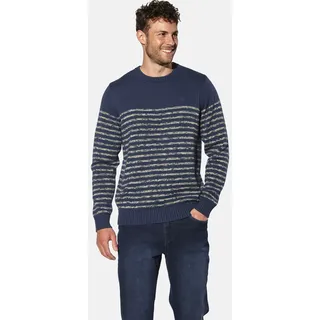 Rundhalspullover BABISTA "Pullover ALOR", Herren, Gr. L, blau (dunkelblau gestreift), Obermaterial: 100% Baumwolle CO., Pullover Rundhalspullover