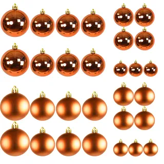 Mojawo 30tlg. Christbaumkugeln Weihnachtskugeln Weihnachtsbaumkugeln orange Baumschmuck Schmuckkugeln Ø 4/5/6/7cm