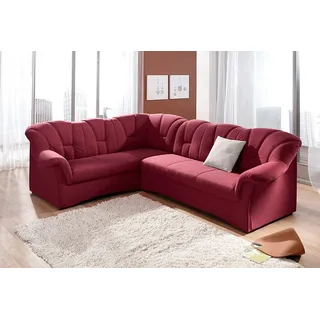 Ecksofa DOMO COLLECTION "Papenburg B/T/H: 242/190/84 cm L-Form", rot, B:242cm H:84cm T:190cm, Struktur ( 90% Polyester, 10% Polyacryl);Microfaser PRIMABELLE (100% Polyester);Kunstleder SOFTLUX;Luxus-Microfaser (100% Polyester), Sofas, Ecksofa, wahlweise mit Bettfunktion, Langer Schenkel links oder rechts, Topseller