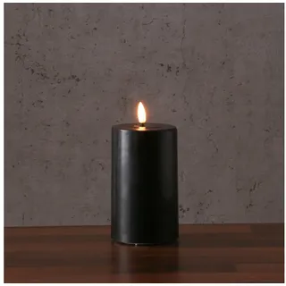 Deluxe Homeart LED-Kerze MIA Echtwachs Deluxe Wachsspiegel flackernd H: 15cm D: 7,5cm schwarz, LED Classic, warmweiß (2100K bis 3000K) schwarz