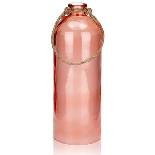 BRUBAKER Lichterflasche mit 12 LED Sternen zum Aufhängen 13,5 x 40,8 cm Rosa