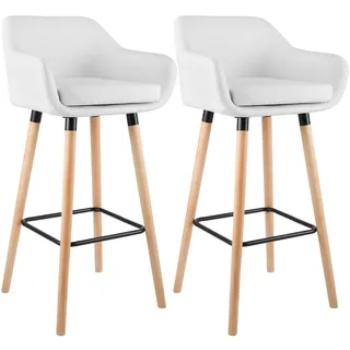CLP Barhocker 2er Set gepolstert Holz Kunstleder 150 kg belastbar Weiß