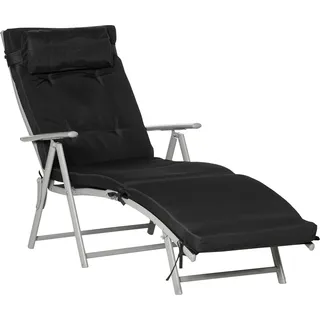 Outsunny Sonnenliege mit Kissen (DE84B-184) Schwarz,