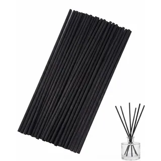 QEQSHQO 30 Duftstäbchen Schwarz 30cm, Saugstarke Faserstäbchen für Raumduft & Diffusor, Ersatz-Rattanstäbchen für Duftöl, Gleichmäßige Duftabgabe für Zuhause & SPA