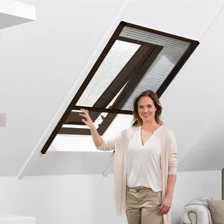 empasa Insektenschutz Fliegengitter Dachfenster Plissee Master Alurahmen | individuell zuschneidbar, als Selbstbausatz, verschiedene Größen und Farben, Farbe: braun, Größe: 65 x 120 cm