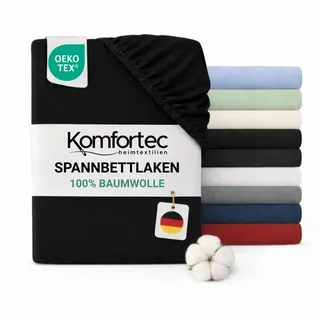 Komfortec Spannbettlaken Jersey 90 x 200 cm schwarz