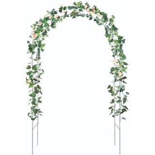 ATR ART TO REAL Rosenbogen Metall Stabil, Garten Bogen Kletterpflanzen Rosenbogen Halbbogen Für Kletterpflanzen, Rose, Pergola, freie Montage in 2-Größen,Weiß