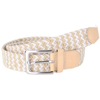 MIRROSI Flechtgürtel Elastischer Stoffgürtel Flechtgürtel für Damen und Herren (3,5CM Breit, Atemungsaktiv, Super Weich) Geflochtener Stretchgürtel Dehnbarer Gürtel UNISEX beige 110cm (entspricht Bundweite 95 cm)