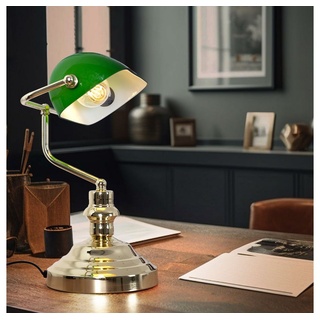 Globo Schreibtischlampe, Leuchtmittel nicht inklusive, Tischlampe Bankerleuchte Metall mit Schirm Nachttischlampe grün grün
