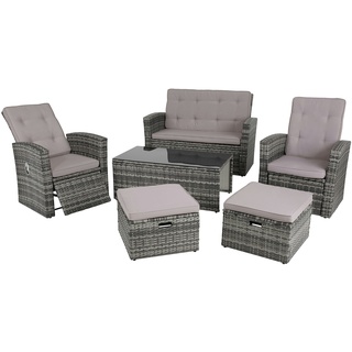 tectake Rattan Lounge Bari mit Aluminiumgestell für 4 bis 6 Personen