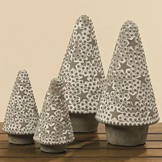 Deko Baum Beton mit Sternen H 12 cm Ø7 cm Stückpreis