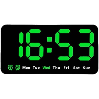 F Fityle Schreibtisch-Digitaluhr, LED-Wecker, LED-Uhren, Datum, Kalender, Temperatur, elektronische Uhr, Wanduhr für Schlafzimmer, Erwachsene, Halle, Festival, GRÜN