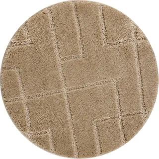 Badteppich Supreme Kreis Lines, Linien, Rutschfest, Weich – Beige Beige Rund 100 Cm