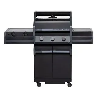 Grillfürst Gasgrill Independence P330G, schwarz, 3 Brenner, Edelstahl, mit Thermometer und Ablagen, 10,2 KW