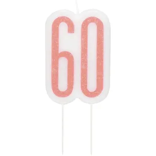 Kerze zum 60. Geburtstag - Glitzer-Roségold-Geburtstag